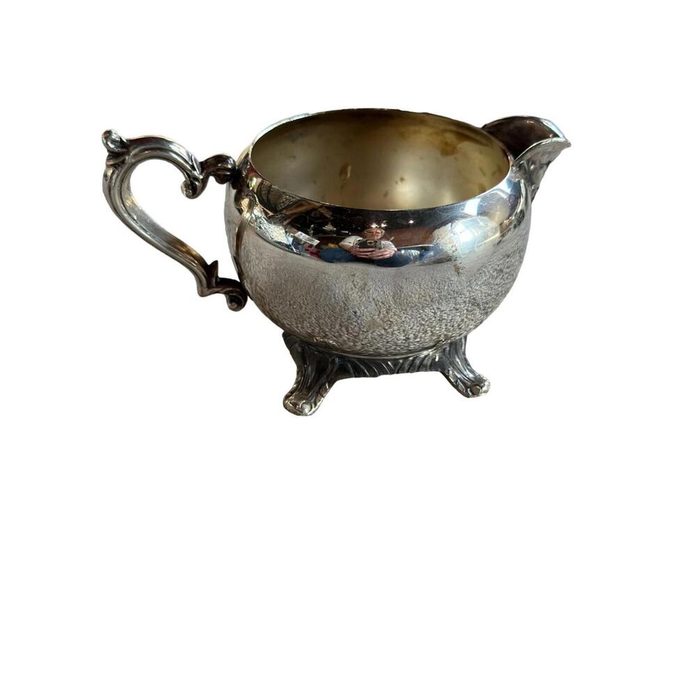 Vintage Footed Creamer Jug Silver toned